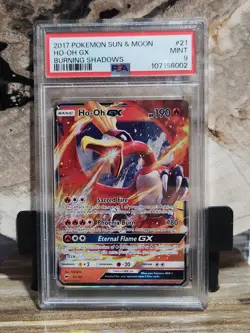 Pokemon PSA 9 MINT Ho-Oh GX 21/147 Burning Shadows - Image 1