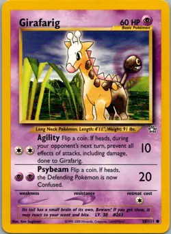 Girafarig 58/111 Common Neo Genesis Pokemon Lightly Played - Image 1