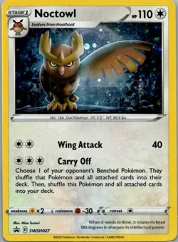 Noctowl SWSH027 Holo Promo Sword & Shield Promo Pokemon Near Mint - Image 1