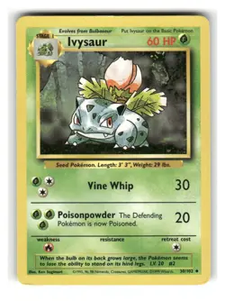 Ivysaur 30/102 Uncommon Base Set Unlimited Pokemon Lightly Played - Image 1