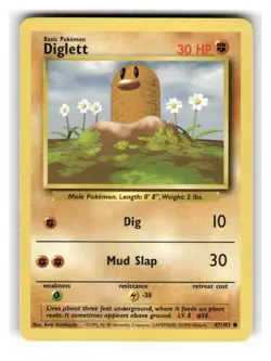 Diglett 47/102 Common Base Set Unlimited Pokemon Near Mint - Image 1