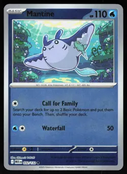 Mantine 032/132 Common Mega Evolution Pokemon Reverse Holo NM - Image 1