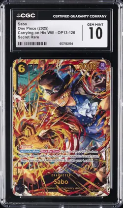 2025 ONE PIECE CARRYING ON HIS WILL-SECRET RARE #OP13-120 SABO CGC 10 GEM MINT - Image 1