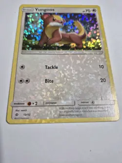 HOLO BLEED Error Pokemon Card 2017 McDonald’s Promo Yungoos 12/12 - Image 2