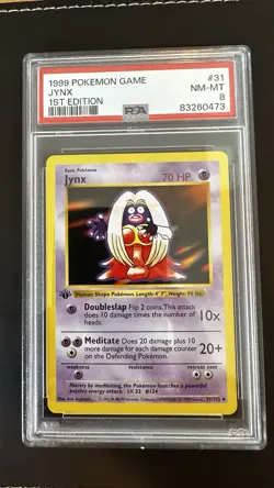 Pokemon TCG Base Set Jynx Card 31/102 Shadowless 1st Edition WOTC PSA 8 - Image 1