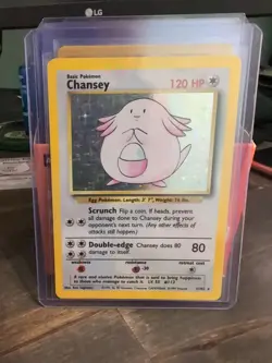 Pokemon TCG Chansey Base Set Holo Unlimited Rare Card 3/102 - Image 1