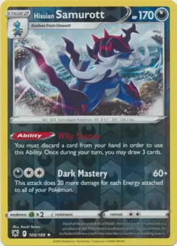 Pokemon - Hisuian Samurott - 100/189 - Holo Rare - Reverse Holo - Sword & Shield - Image 1