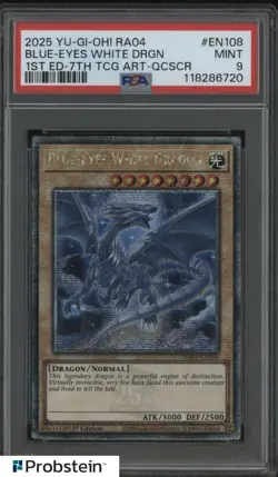 2025 Yu-Gi-Oh! RA04 1st Ed. 7th TCG ART-QCSCR EN108 Blue Eyes White Dragon PSA 9 - Image 1