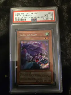 YuGiOh 2003 LOD-000 Yata-Garasu 1st Edition Secret Rare PSA 8 NM-MT (Holo Bleed) - Image 1