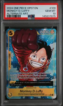 2024 ONE PIECE OP07-500 YEARS IN THE FUTURE ALTERNATE ART MONKEY D. LUFFY PSA 10 - Image 1