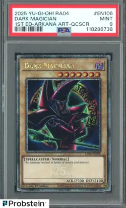 2025 Yu-Gi-Oh! Ra04 1st Ed. Arkana Art-QCSCR #EN106 Dark Magician PSA 9 MINT - Image 1