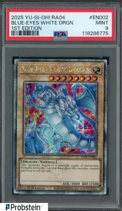 2025 Yu-Gi-Oh! RA04 1st Edition #EN002 Blue Eyes White Dragon PSA 9 MINT - Image 1
