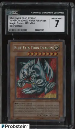 2002 Yu-Gi-Oh! Magic Ruler MRL-000 Blue-Eyes Toon Dragon Secret CGC 7 NM - Image 1