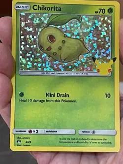 POKEMON CHIKORITA 2/25 PROMO MCDONALDS HOLOFOIL CONFETTI VLP CARD - Image 1