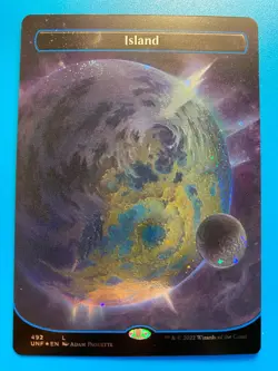 MTG 1x FULL ART GALAXY FOIL Island # 492 Unfinity Magic the Gathering Card x1 NM - Image 1