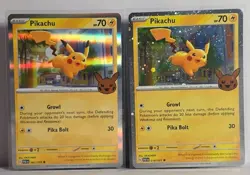 Cosmo Holo Pikachu & Holo Rare Pikachu 2 Card Lot Trick or Trade 2023/2024 LP/NM - Image 1