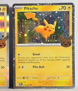 Cosmo Holo Pikachu & Holo Rare Pikachu 2 Card Lot Trick or Trade 2023/2024 LP/NM - Image 3