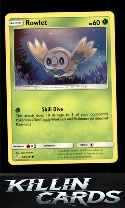 Rowlet - 18/236 18/236 Pokemon Common SM - Cosmic Eclipse Card NM - Image 1