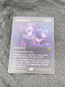 B6 MTG Necropotence Anime Borderless NM-Mint, English Wilds of Eldraine Enchant - Image 1