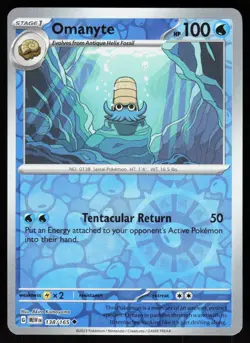 Omanyte 138/165 Uncommon 151 Pokemon Reverse Holo NM - Image 1