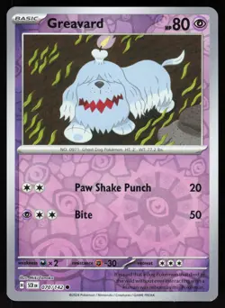 Greavard 70/142 Common Stellar Crown Pokemon Reverse Holo NM - Image 1