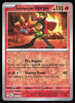 Hearthflame Mask Ogerpon 044/182 Destined Rivals Pokemon Reverse Holo NM - Image 1