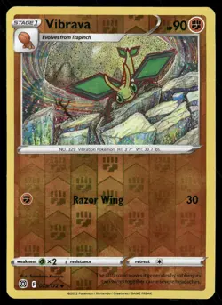 Vibrava 075/172 Uncommon Brilliant Stars Pokemon Reverse Holo LP - Image 1