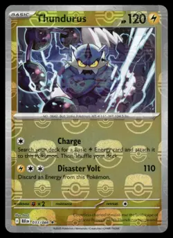 Thundurus (Master Ball Pattern) 033/086 Rare Black Bolt Pokemon Holo NM - Image 1