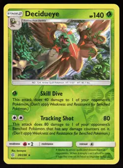 Decidueye 20/236 Holo Rare Cosmic Eclipse Pokemon LP - Image 1