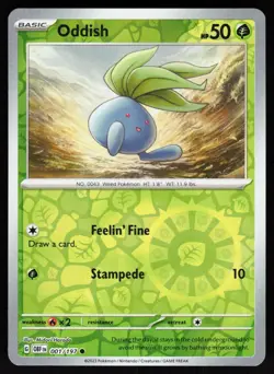 Oddish 001/197 Common Obsidian Flames Pokemon Reverse Holo NM - Image 1