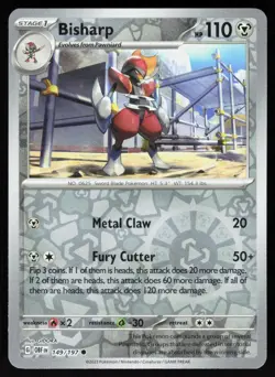 Bisharp 149/197 Common Obsidian Flames Pokemon Reverse Holo NM - Image 1