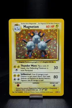 Magneton 9/102 Base Set Holo Rare WOTC Vintage Pokemon Trading Card 1999 MP - Image 1