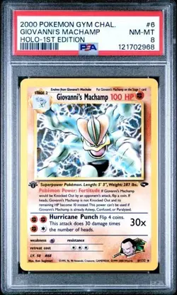 Pokemon Card PSA 8 NM-MT 1ST Edition Giovanni's Machamp Gym Challenge #6 - Image 1