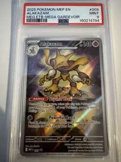 Pokemon TCG 2025 Me: Mega Evolution Promo Alakazam 009 Holo PSA 9 EN - Image 1