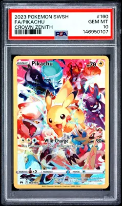 2023 POKEMON SWORD & SHIELD CROWN ZENITH #160 FULL ART/PIKACHU PSA 10 - Image 1