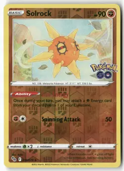 Solrock 039/078 Uncommon Pokemon GO Pokemon Reverse Holo Near Mint - Image 1