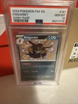 2024 Pokemon Paldean Fates Kingambit 187 PSA 10 Shiny Rare (Low pop) - Image 1