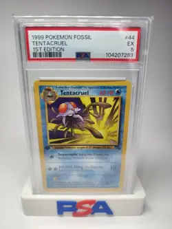 1999 Pokemon Fossil 1st First Edition Tentacruel 44/62 Non Holo PSA 5 EX - Image 1