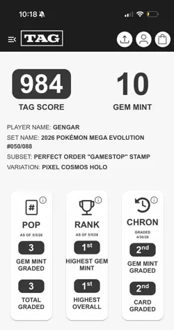 Gengar 050/088 Gamestop Stamped Promo- Pokemon - Graded TAG 10 - Nearly Pristine - Image 3