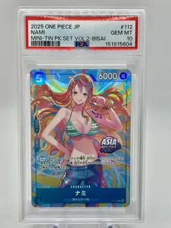 2025 ONE PIECE JAPANESE MINI-TIN PACK SET VOL.2 BISAI #112 NAMI PSA 10 - Image 1