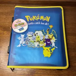 New 1999 BLOCKBUSTER - POKEMON - Clear Blue Trading Card 3-Ring Zipper Binder - Image 1