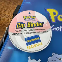 New 1999 BLOCKBUSTER - POKEMON - Clear Blue Trading Card 3-Ring Zipper Binder - Image 2