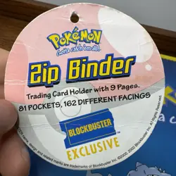 New 1999 BLOCKBUSTER - POKEMON - Clear Blue Trading Card 3-Ring Zipper Binder - Image 4