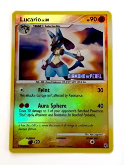 Lucario LV.30 6/130 Diamond Pearl STAMPED Reverse Holo Rare Pokemon Card NM - Image 1