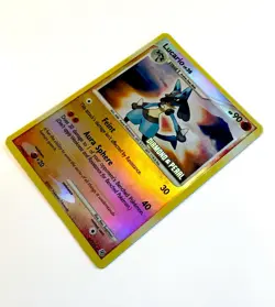 Lucario LV.30 6/130 Diamond Pearl STAMPED Reverse Holo Rare Pokemon Card NM - Image 2