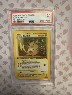 Pokemon TCG Raichu 1st Edition Holo Card 14/62 Fossil 1999 - Image 1