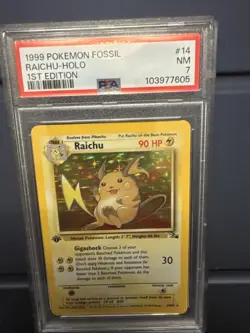 Pokemon TCG Raichu 1st Edition Holo Card 14/62 Fossil 1999 - Image 3