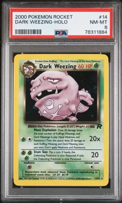 Pokemon Card 2000 Rocket Holo DARK WEEZING 14/82 PSA 8 - Image 1