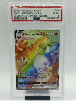 Pokemon Charizard VMAX Champion's Path Secret #074 PSA 9 Mint Card - Image 1