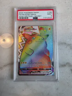 Pokemon 2020 Pikachu VMAX 188/185 Rainbow Secret Rare Vivid Voltage PSA 9 - Image 1
